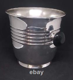 WMF Art Deco Modernist Wine Cooler Silver Plate with black wooden handles