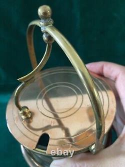 WMF STYLISH ART DECO GLASS COPPER & Brass SUGAR POT WITH HANDLE ANTIQUE 1930's R