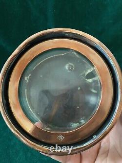 WMF STYLISH ART DECO GLASS COPPER & Brass SUGAR POT WITH HANDLE ANTIQUE 1930's R