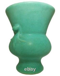 Weller Art Deco Antique Sgnd Velva Art Pot Matte Glzd Aqua Grn Sm Handled Vase