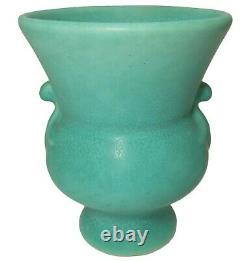 Weller Art Deco Antique Sgnd Velva Art Pot Matte Glzd Aqua Grn Sm Handled Vase