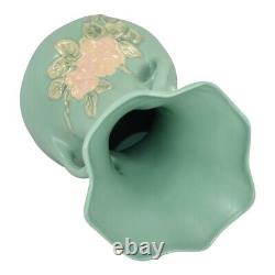 Weller Blossom 1930s Vintage Art Deco Pottery Green Handled Ceramic Tall Vase