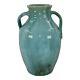 Weller Nile 1930s Vintage Art Deco Pottery Blue Drip Twist Handled Ceramic Vase