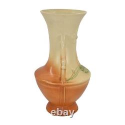 Weller Panella 1930s Vintage Art Deco Pottery Orange Ceramic Tall Handled Vase
