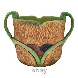 Weller Patra 1930s Vintage Art Deco Pottery Green And Brown Handled Ceramic Vase