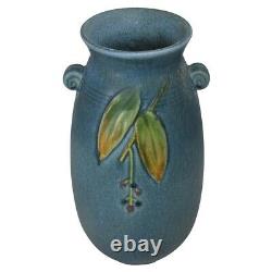 Weller Pottery Cornish 1933 Tall Blue Art Deco Handled Vase