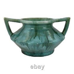 Weller Pottery Nile 1930s Art Deco Pottery Blue Green Drip Handled Ceramic Vase