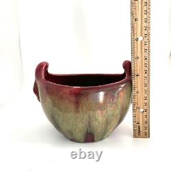 Weller Pottery Turkis Vase Double Handle 1920s Art Deco Red Green Drip Glaze
