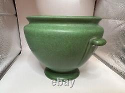 Weller VELVA Bowl Vase With Handles Green with Floral Leaves Art Deco 5 Nice