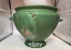 Weller VELVA Bowl Vase With Handles Green with Floral Leaves Art Deco 5 Nice