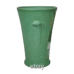Weller Velva 1928-33 Vintage Art Deco Pottery Green Handled Ceramic Vase