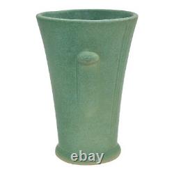 Weller Velva Green 1928-33 Vintage Art Deco Pottery Handled Ceramic Vase