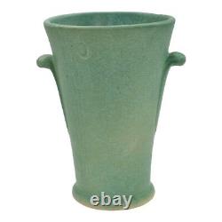 Weller Velva Green 1928-33 Vintage Art Deco Pottery Handled Ceramic Vase