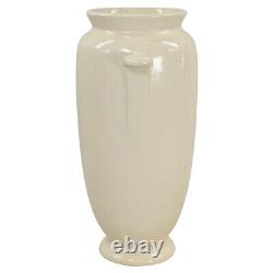 Weller Velva White 1928-33 Vintage Art Deco Pottery Handled Tall Ceramic Vase