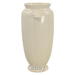 Weller Velva White 1928-33 Vintage Art Deco Pottery Handled Tall Ceramic Vase