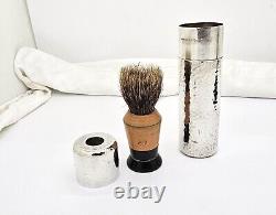 Wm. Kerr Art Deco Hammered Sterling Silver Kent Shaving Brush Travel Case Holder