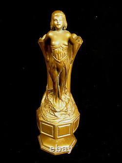Wonderful Art Deco Gilt Bronze Lady Handled Pitcher Or Ewer Circa 1930