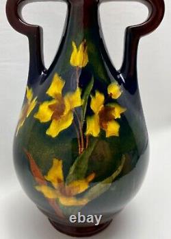 1899-1918 Antique Old Moravian Pottery Autriche Art Déco Nouveau Floral Vase Jug