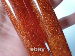 2 X Vintage Amber Glitter Bakelite Phénolique Lucite Poignées De Porte De Traction 148 Grammes