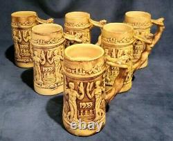 (6) Chicago Worlds Fair 1933 Century Of Progress 6.5 Art Deco Mugs Nude Handle