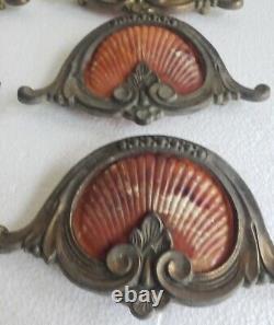 6 Poignées de tiroir en métal de style Bakélite Art Déco vintage (n44)
