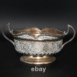 Ancien pot en argent britannique Art Déco de l'Inde avec double poignée en bon état