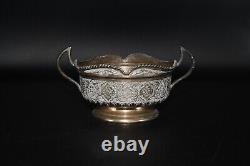 Ancien pot en argent britannique Art Déco de l'Inde avec double poignée en bon état