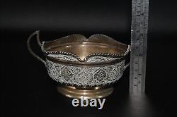 Ancien pot en argent britannique Art Déco de l'Inde avec double poignée en bon état