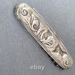 Ancien tire-bouchon en argent 830 avec couteau des années 1800, possible origine néerlandaise