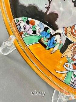 Ancienne assiette de décoration Noritake avec poignée, image de plateau, art déco et coloration lustrée