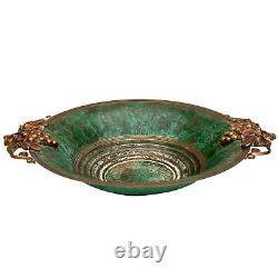 Antique Art Deco Bronzo Verdigris Poignée De Raisin Bowl Par Carl Sorensen