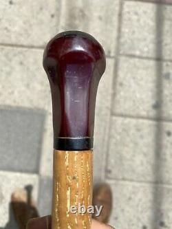Antique Art Déco Cerise Amber Faturan Bakelite Umbrella Handle 36 Gr