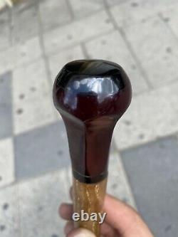 Antique Art Déco Cerise Amber Faturan Bakelite Umbrella Handle 36 Gr