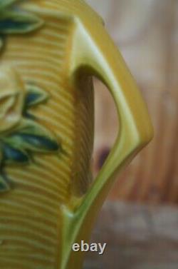 Antique Art Deco Roseville USA Poterie Pivoine À Poignée 65-9 Vase Fleur Urn