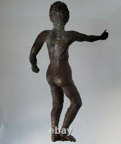 Antique Bronze Sculpture Statue Allemand Occult Man Poignée De Porte