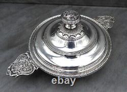 Antique Christofle Tureen Lited Serving Bowl French Silver Plated Twin Handled