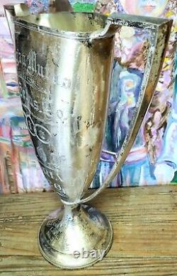 Antique Silver Plated Loving Cup Énorme Manipulé Trophée Des Années 1920 Silverplate Wallace