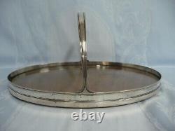Antique Tiffany & Co 1915 Deco Sterling & Wood Bar Tray Withhandle & Glass Insert