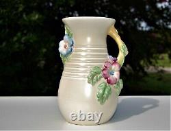 Antique Vintage Authentic Clarice Cliff Grand Vase À Fleurs Côtelé Et Manipulé