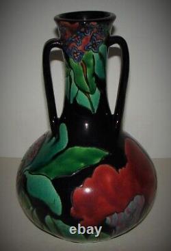 Antique Vintage Awaji Potterie Sanpei Kiln Japon Art Deco Vase À Poignées