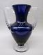 Art Déco Ancien Vase à Pied Et à Anse En Verre Morgantown Ritz Cobalt Blue Electra 10