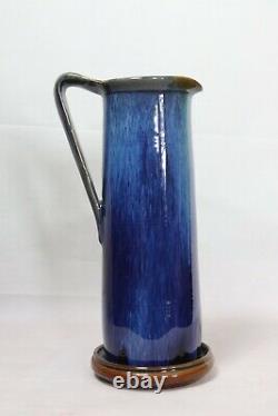 Art Déco Bourne Denby Danesby Ware Vase De Pitcher Bleu Poigné 9.5