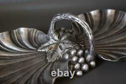 Art Déco Espagnol Valenti Silvered Bronze Service Vaisselle Avec Poignée Bac À Scallop