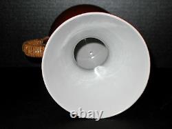 Art Déco Retro Vintage Carafe Tea Pot Wicker Ratan Handle Japan Porcelaine