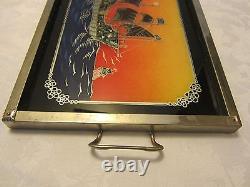 Art Déco Reverse Painted Glass Tray Sailing Navigation Art Nautique Deco 19 W 1920-30