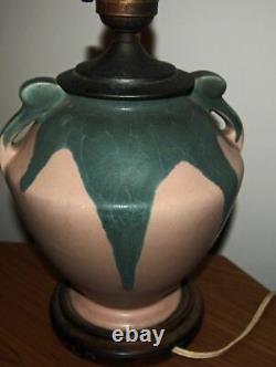 Art Deco Roseville Potterie En Céramique Carnelian Lampe À Goutte Verte Glaçure Manipulée