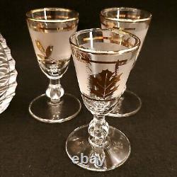 Art déco antique, style Karl Palda, carafe et verres en verre taillé bohémien tchèque