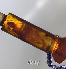 Bakélite Brophy Parapluie Poignée Amber Drip Look Art Déco Sculpté Chunky