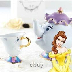 Beauty And The Beast Mugs Tea Pot Cup Set Porcelain Gift 18k Or Plaqué Peint