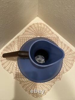 Belle Catalina Potterie 1930 De Carafe Avec Manche En Bois En Descants Bleu Pas De Limace